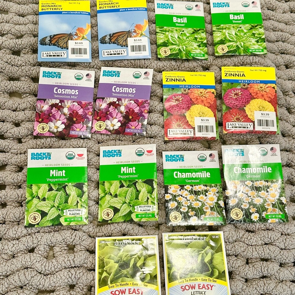 14 Mix Of Seeds Flowers, Vegetables, & Herbs BRAND NEW with BONUS mystery seeds